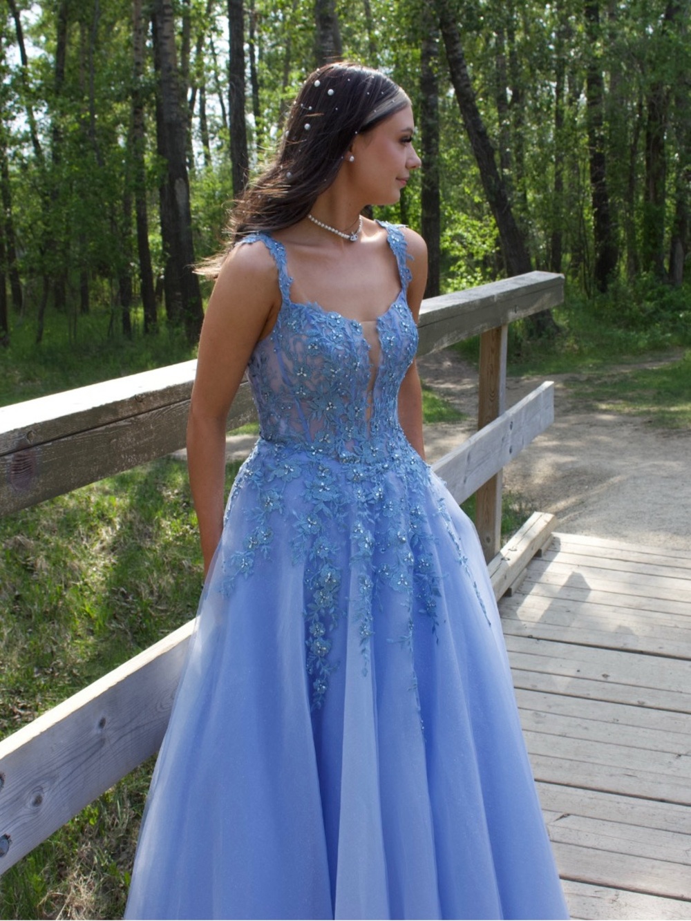 ellie wilde Periwinkle Embellished A-Line Prom Gown